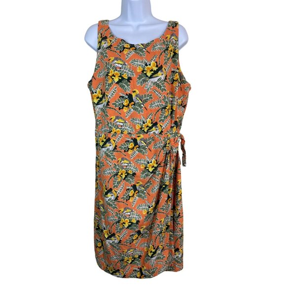 Patagonia Pataloha Womens Tropical Bird Floral Dress Size 18 Organic Cotton Boho - Picture 1 of 16